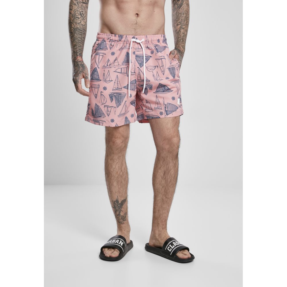 Urban Classics - Pattern Yacht Zwemshorts - Roze